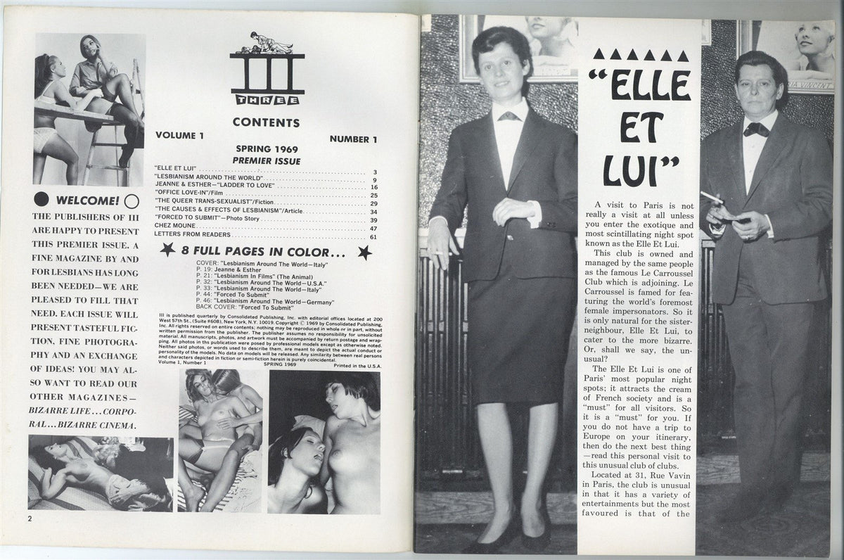 Three Magazine V1#1 Queer Lesbian Publication 1969 Eric Stanton, Gay F ...
